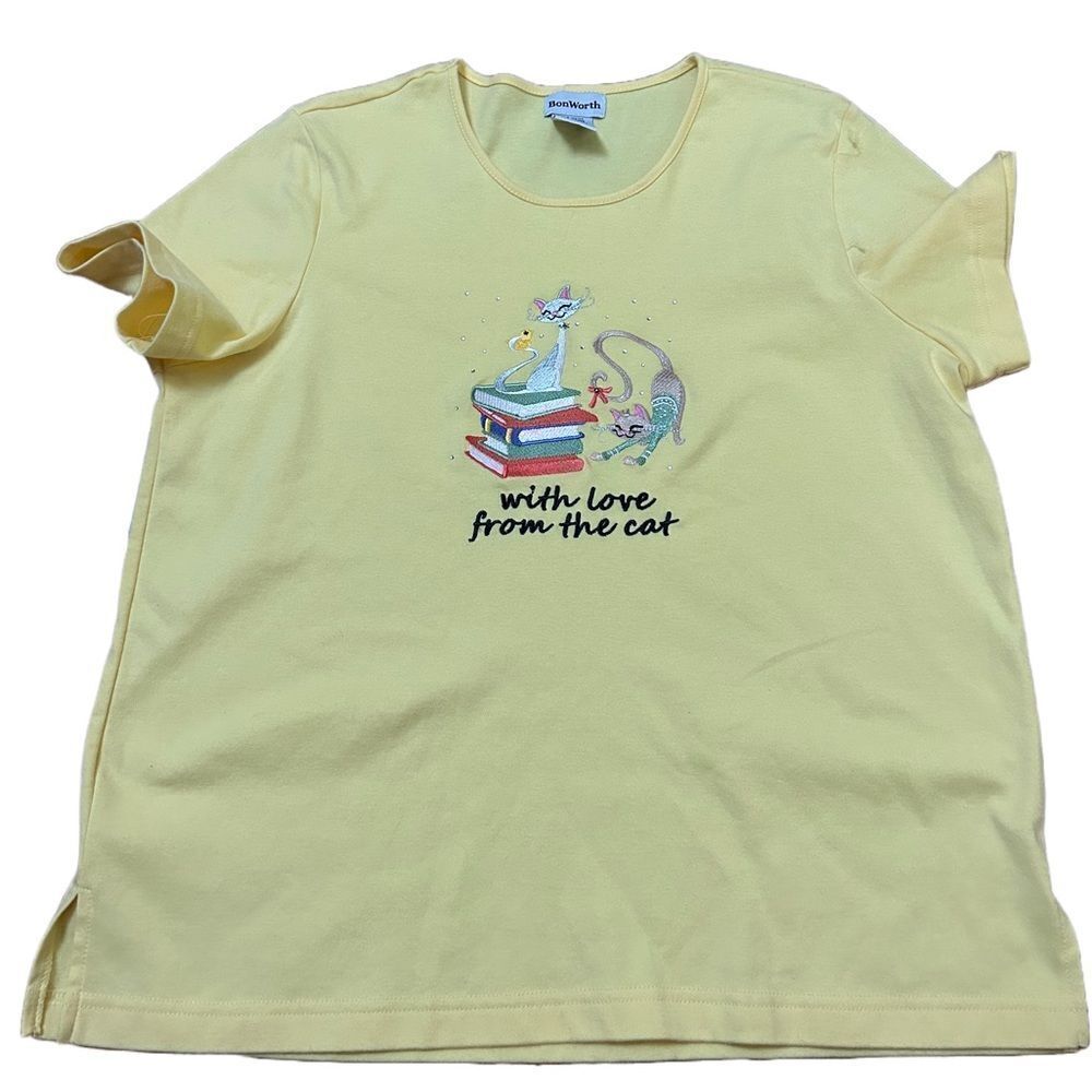 Vintage Embroidered Cat Tshirt